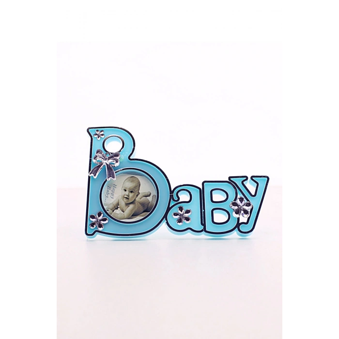 2 Adet Baby Yazılı Sevimli Mini Resim Çerçevesi Mavi