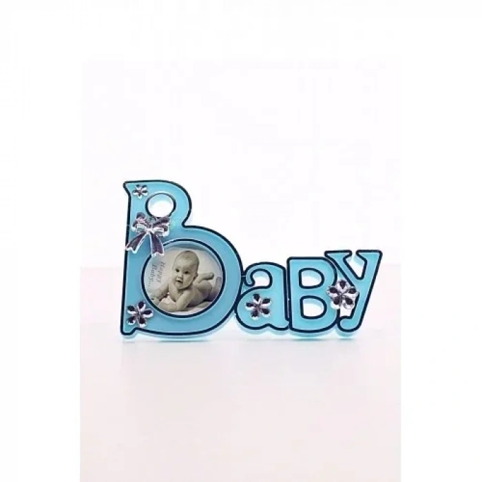 2 Adet Baby Yazılı Sevimli Mini Resim Çerçevesi Mavi