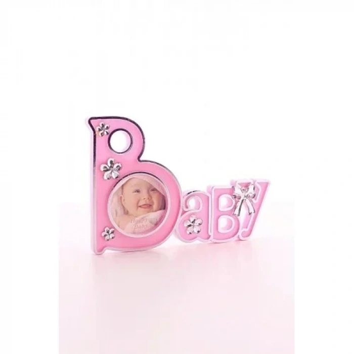2 Adet Baby Yazılı Sevimli Mini Resim Çerçevesi Pembe