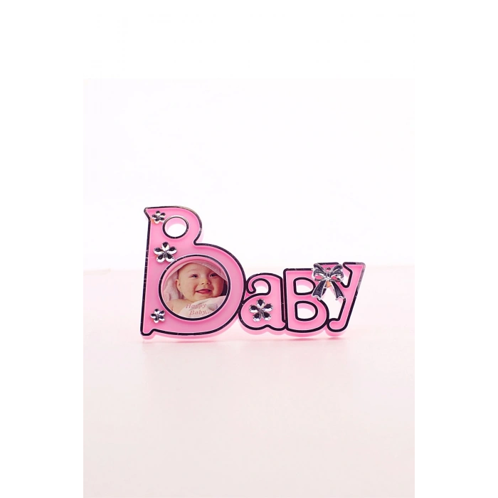 2 Adet Baby Yazılı Sevimli Mini Resim Çerçevesi Pembe