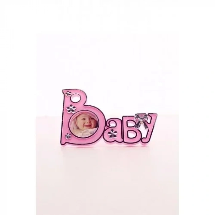 2 Adet Baby Yazılı Sevimli Mini Resim Çerçevesi Pembe