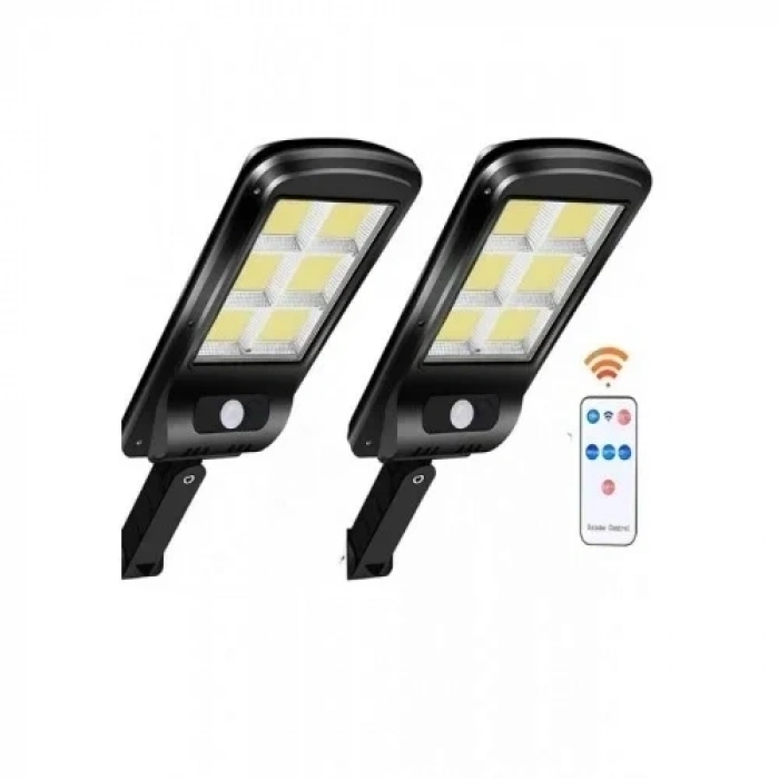 2 Adet Büyük Boy 128 Led Solar Bahçe Sokak Lambası Hareket Sensörlü Kumandalı 3 Modlu Güneş