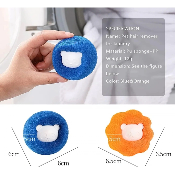 2 Adet Çamaşır Makinesi Ve Evcil Hayvanlar İçin Tüy Toplayıcı Yıkanabilir Sünger Top