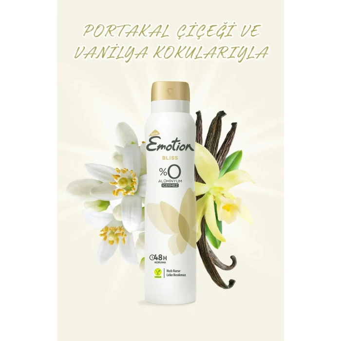 2 Adet Emotion Bliss Kadın Vegan Deodorant 150 Ml Hızlı Kurur , Leke Bırakmaz