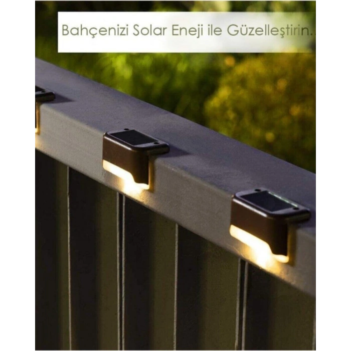2 Adet Köşebent Merdiven Veranda Solar Güneş Enerjili Bahçe Led Lamba Dekor Bahçe Aydınlatma
