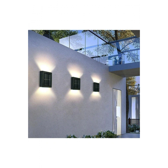 2 Adet Yeni Nesil Solar Çift Yönlü Duvar Lambası Güneş Enerjili Solar Aydınlatma Modern Dekorasyon