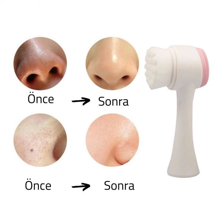 2'li Set Çift Taraflı Cilt Temizleme Fırçası ve Yeşim Taşı Çift Taraflı Cilt Masaj Aleti (4887)