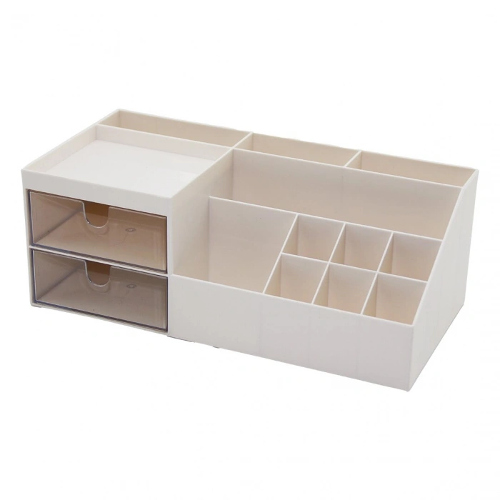 2 ÇEKMECELİ + 12 BÖLMELİ  PLASTİK MAKYAJ - TAKI ORGANİZER 12X24CM-- Y: 4-6-7-8-9CM (4887)
