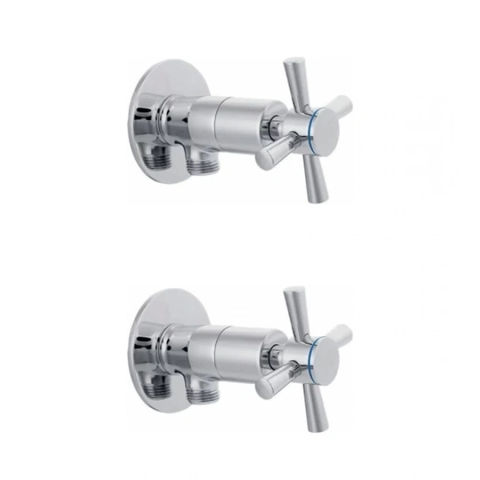 2 Li Artı Aç Kapa 4 Kollu Krom Çevirveli Taharet Musluğu