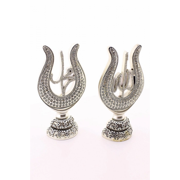 2li Gümüş Allah Muhammed Lale Lafız Orta Boy Biblo 22cm-02