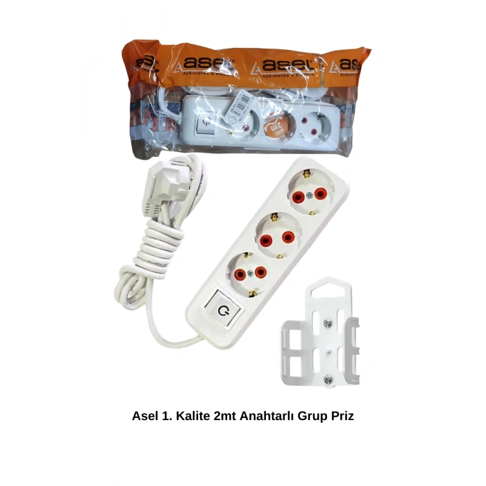 2 Metre Askı Aparatlı Anahtarlı 3lü Grup Priz -68134