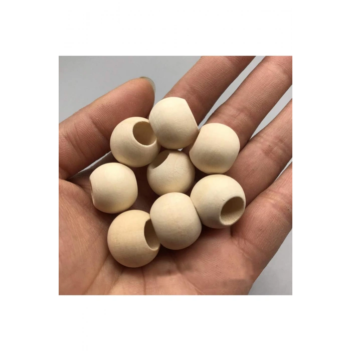 20 Gr (20 Adet) Ahşap Boncuk 15 mm çap x 10 mm Delik Doğal Yuvarlak Ahşap Makrome El İşi Çanta