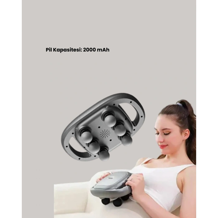 2000 mAh Şarjlı Masaj Tabancası 6 Başlık Ayarlı Güçlü Masaj Cihazı