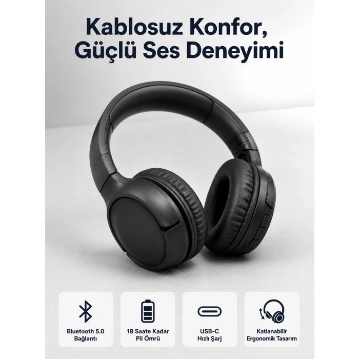 2025 Model Kulak Üstü Bluetooth Hoparlör ANC Özellikli