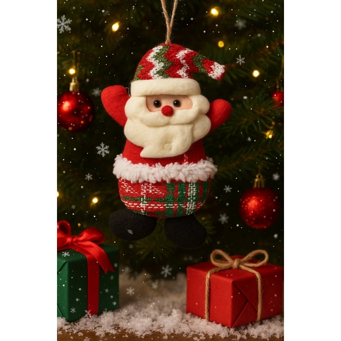  Noel Yılbaşı Çam Ağacı Süsü Peluş Tekstil Örme Orta Boy 17 cm x 11 cm