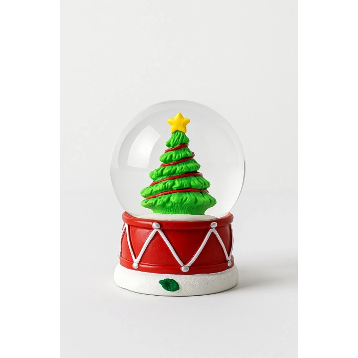  Yılbaşı Noel Süslü Çam Ağacı Temalı Mini Boy Işıklı Kar Küresi 6.5 cm A