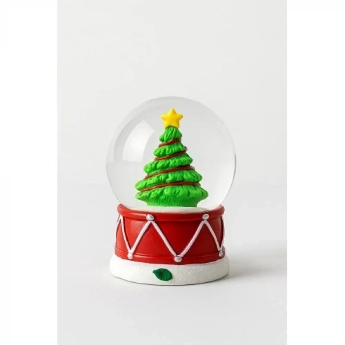 Yılbaşı Noel Süslü Çam Ağacı Temalı Mini Boy Işıklı Kar Küresi 6.5 cm A