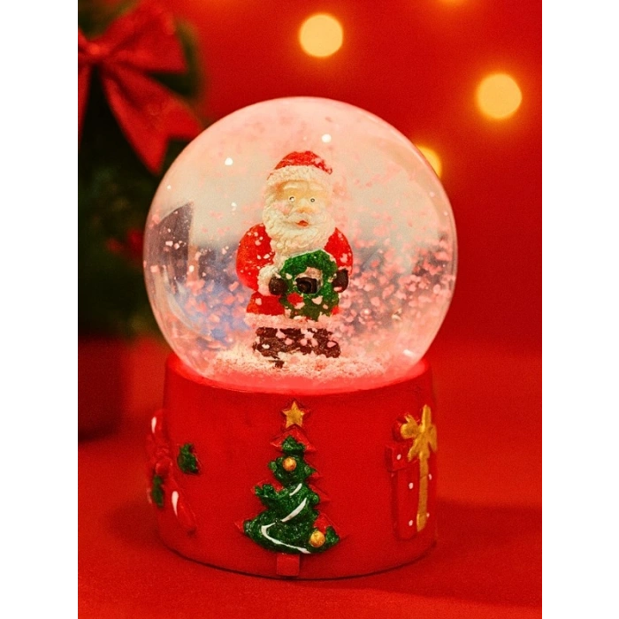 Yılbaşı Temalı LED Işıklı Kar Küresi – Noel Baba Figürlü 9 cm Orta Boy Yeni Yıl Süsü - 46