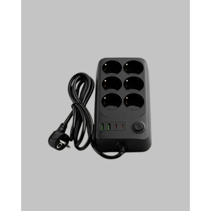 2500w Güçlü 6’lı Priz Usb Ve Type-c Çıkışlı Termal Korumalı