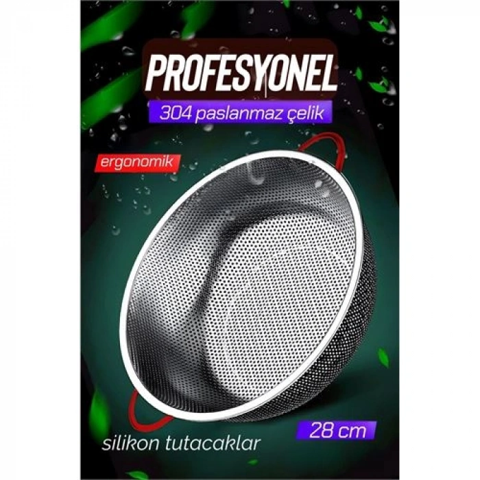 28 CM Kevgir Yuvarlak Süzgeç Profesyonel 304 Paslanmaz Çelik 721934