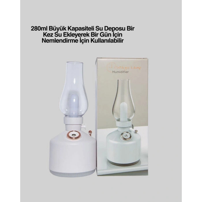 280 Ml Tanklı Retro Gaz Lambası Difüzör Usb Şarjlı Hava Nemlendirici