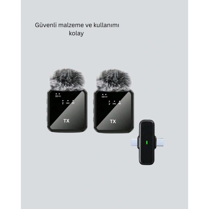 2in1 Kablosuz Yaka Mikrofonu İos Ve Android Uyumlu