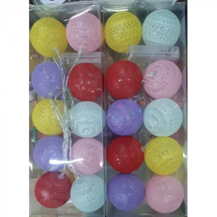 2m 10lu Işıklı Renkli Top Dekoratif Süs Pilli