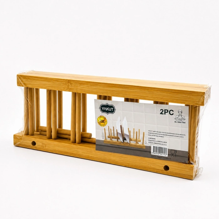 2PCS BAMBU - AHŞAP TEZGAH ÜSTÜ TABAKLIK - BULAŞIKLIK (4887)