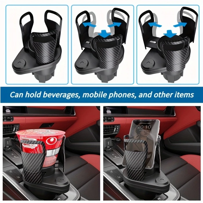 2’si 1 Arada Ayarlanabilir Araç Bardak Tutucu, Genişleyebilir Üst Kısım 3”-6.2”, Şişe Adaptörü, Araba Organizatörü, Dayanıklı Taban, Ramblers Hydroflask Uyumlu, Modern Araç Düzenleyic