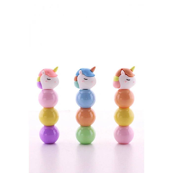 3 Adet 9 Kalemli Unicorn Tasarımlı Fosforlu Kalem Set
