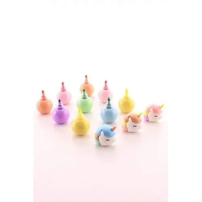 3 Adet 9 Kalemli Unicorn Tasarımlı Fosforlu Kalem Set