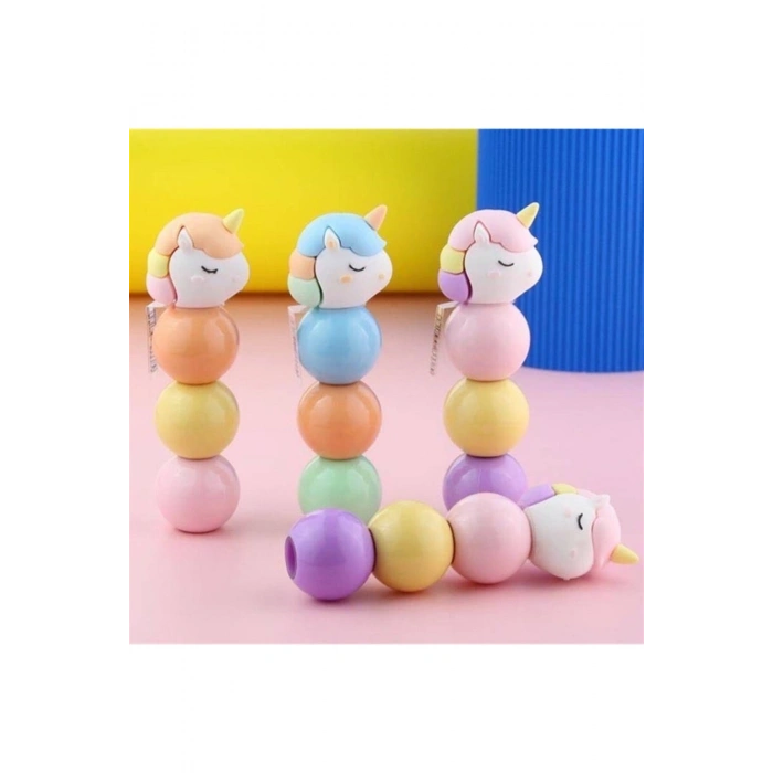 3 Adet 9 Kalemli Unicorn Tasarımlı Fosforlu Kalem Set