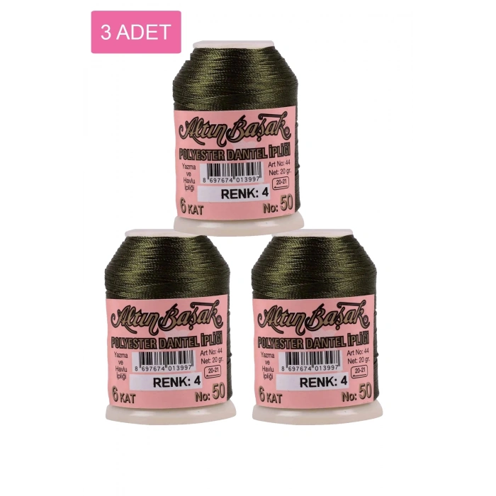 3 Adet Altınbaşak Oya ve Dantel İpi 20 gr -  - No: 004