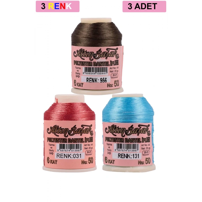 3 Adet Altınbaşak Oya ve Dantel İpi 20 gr -  - No: 031 - 131 - 956