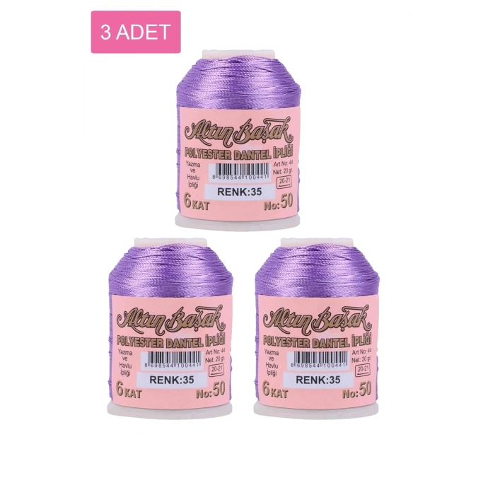 3 Adet Altınbaşak Oya ve Dantel İpi 20 gr -  - No: 035