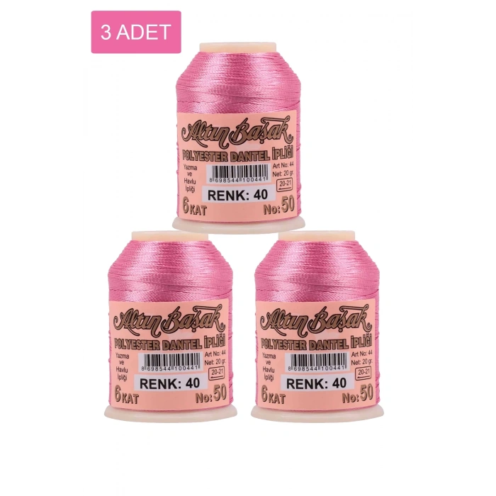 3 Adet Altınbaşak Oya ve Dantel İpi 20 gr -  - No: 040