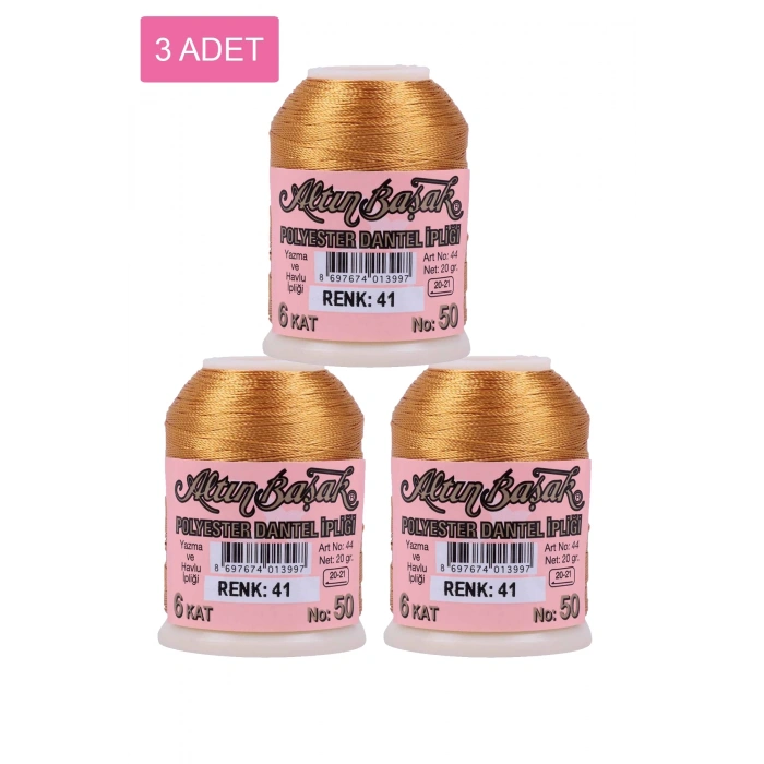 3 Adet Altınbaşak Oya ve Dantel İpi 20 gr -  - No: 041