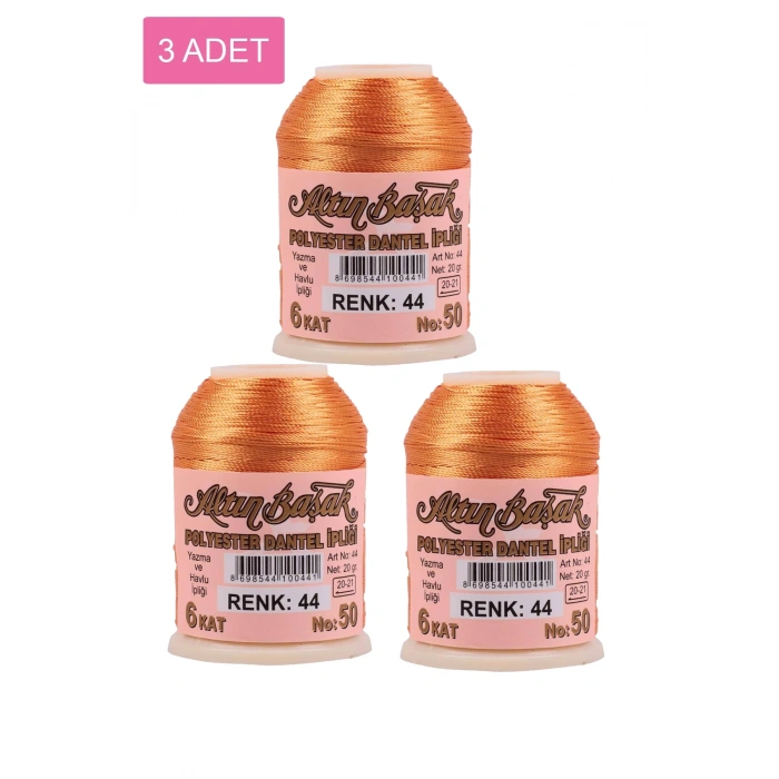 3 Adet Altınbaşak Oya ve Dantel İpi 20 gr -  - No: 044