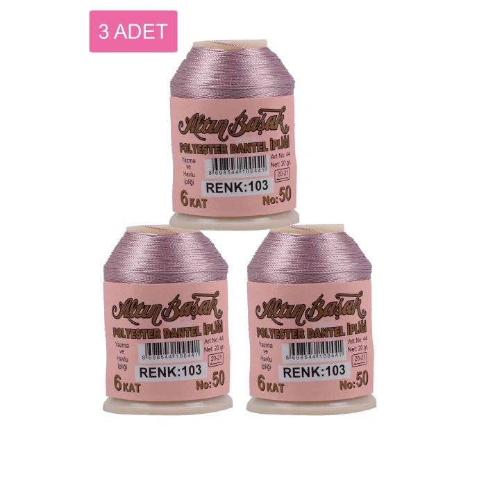 3 Adet Altınbaşak Oya ve Dantel İpi 20 gr -  - No: 103