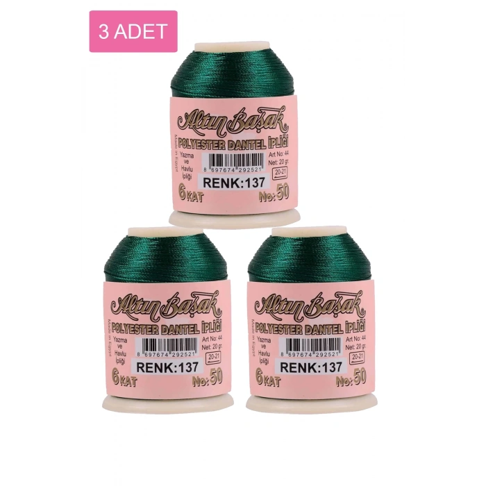 3 Adet Altınbaşak Oya ve Dantel İpi 20 gr -  - No: 137