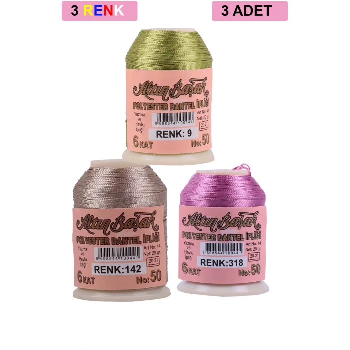 3 Adet Altınbaşak Oya ve Dantel İpi 20 gr -  - No: 142 - 318 - 009