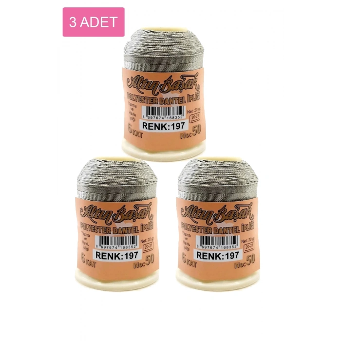 3 Adet Altınbaşak Oya ve Dantel İpi 20 gr -  - No: 197