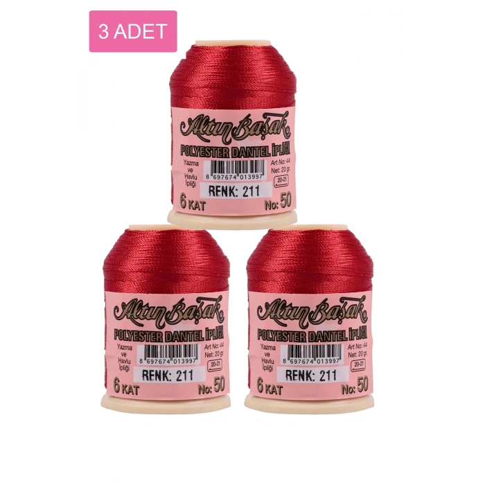 3 Adet Altınbaşak Oya ve Dantel İpi 20 gr -  - No: 211