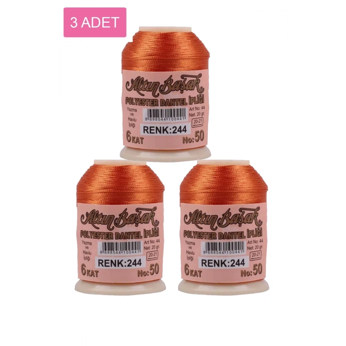 3 Adet Altınbaşak Oya ve Dantel İpi 20 gr -  - No: 244