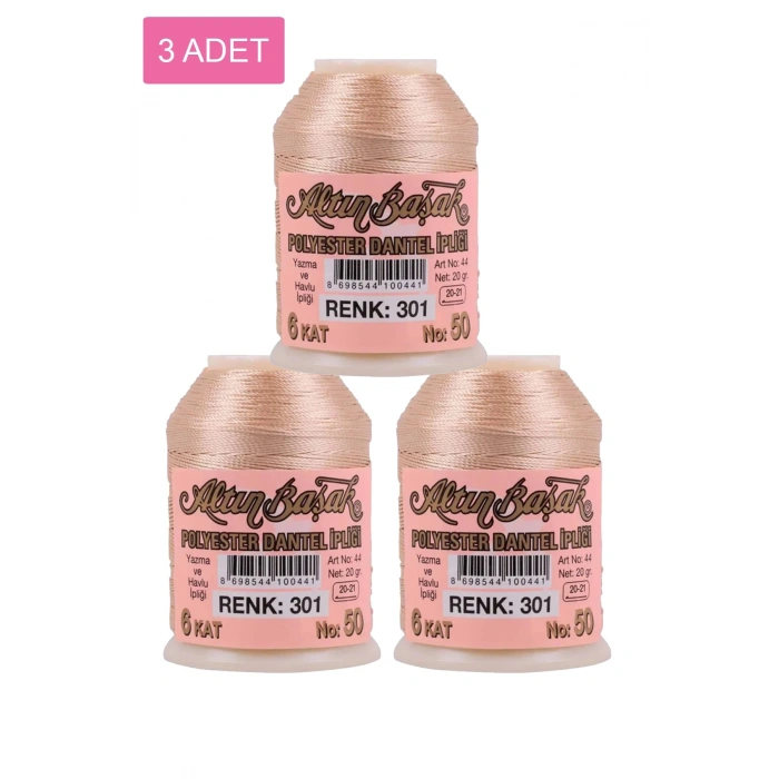 3 Adet Altınbaşak Oya ve Dantel İpi 20 gr -  - No: 301