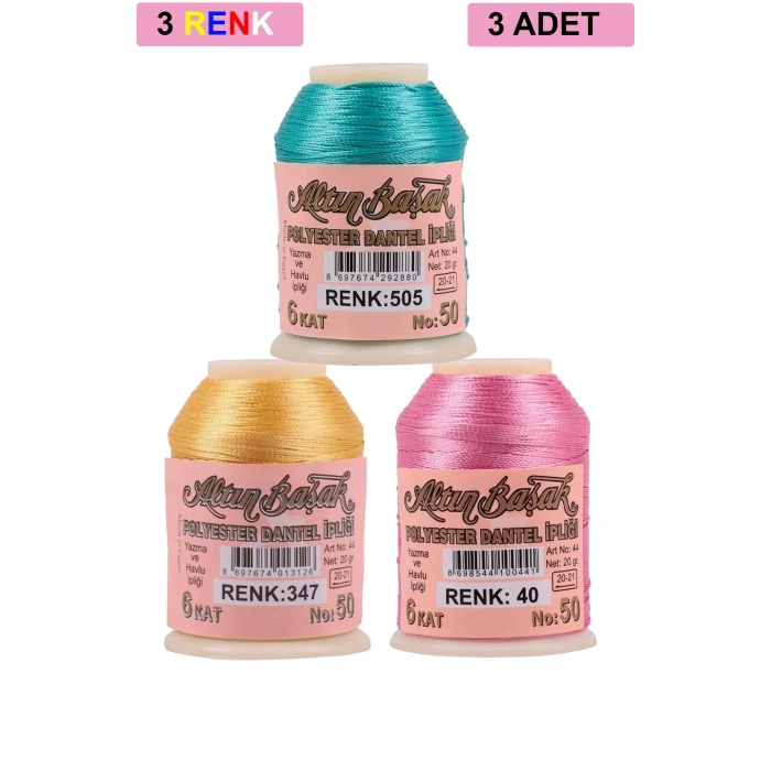 3 Adet Altınbaşak Oya ve Dantel İpi 20 gr -  - No: 347 - 040 - 505