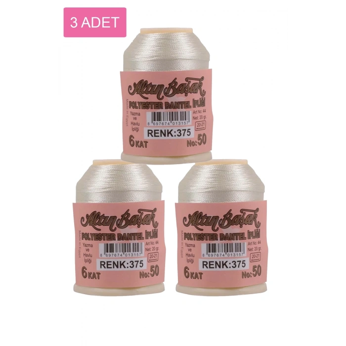 3 Adet Altınbaşak Oya ve Dantel İpi 20 gr -  - No: 375