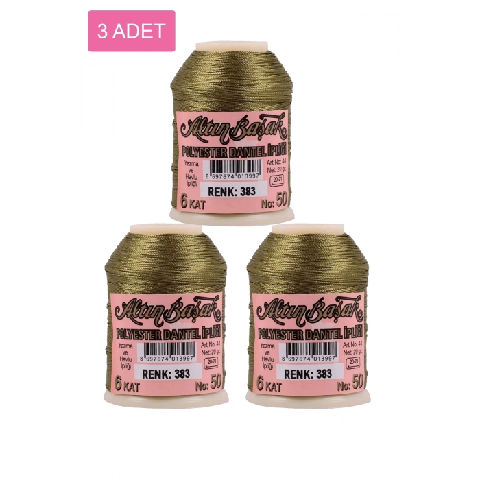 3 Adet Altınbaşak Oya ve Dantel İpi 20 gr -  - No: 383