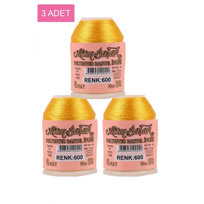 3 Adet Altınbaşak Oya ve Dantel İpi 20 gr -  - No: 600