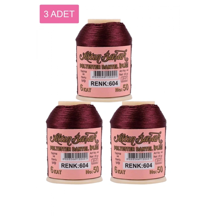 3 Adet Altınbaşak Oya ve Dantel İpi 20 gr -  - No: 604